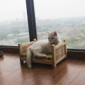 Washable Wood Rattan Cat Bed With Four Legs